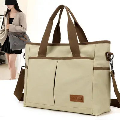 Large Capacity Tan Tote Bag for Men Women