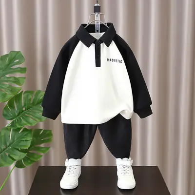 Boys Raglan Sleeve T-Shirt White Black 2024