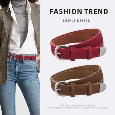 Women's Red Korean Belt with Needle Buckle