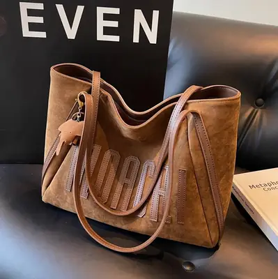 Women's Retro Brown Embroidered Tote Bag 2025
