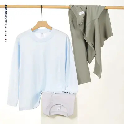 Dengjue Men Light Blue Long Sleeve T-Shirt 230G