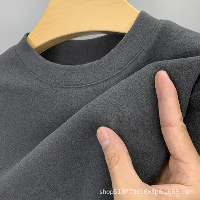 Men's Black Velvet Thermal T-Shirt Winter Warm Underwear