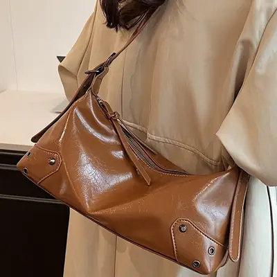 2024 Women's White Shoulder Crossbody Bag with Metal Buckle