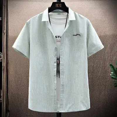 2024 Men's White Stripe Short Sleeve Shirt