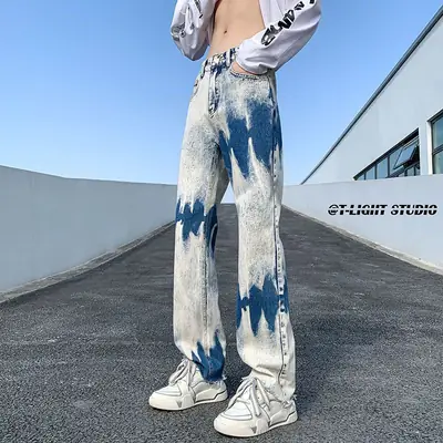 American High Street Vibe Jeans Ruffian Tie Dye Gradient