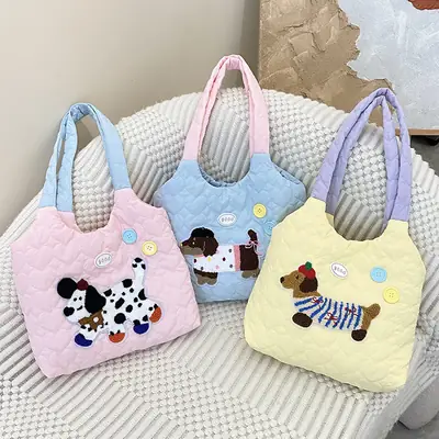 Cute Embroidered Puppy Backpack for Students