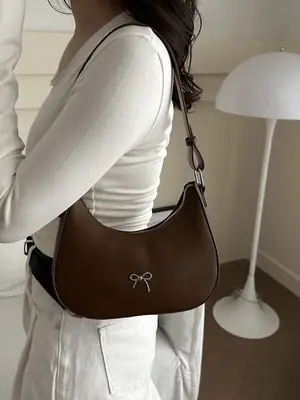 Silver Bow Pouch for Women Casual Shoulder Bag