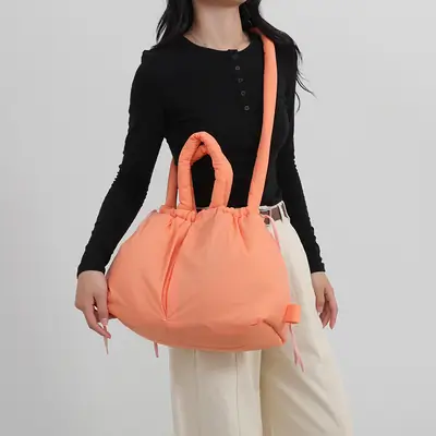 Lilac Cotton Drawstring Backpack with Dual Ties