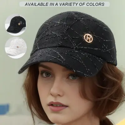 Black Quilted Hip-hop Cap with Metal Logo