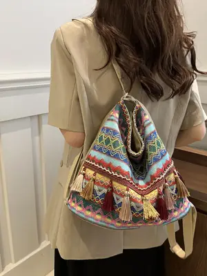 Ethnic Multi-Purpose Tassel Shoulder Bag Large Capacity Women