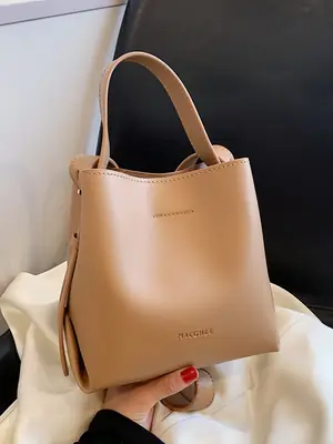 Women's Brown Leather Bucket Bag Small 2024