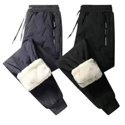 Men's Fleece Lined Warm Pants Black Winter