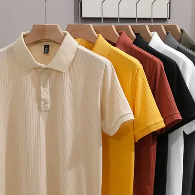 Men Classic Polo T-Shirt Cream Yellow Red Black