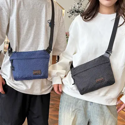 Orange Waffle Knit Crossbody Bag for Men Women