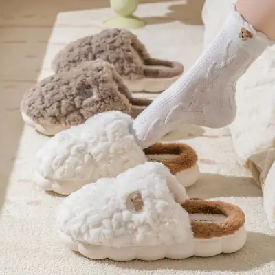 Cotton Slipper Women Pink Platform Home Warm