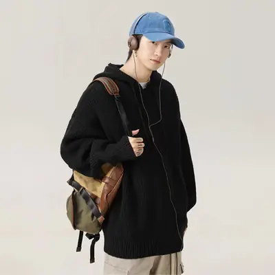 Grey Japanese Style Hooded Sweater Winter 2024