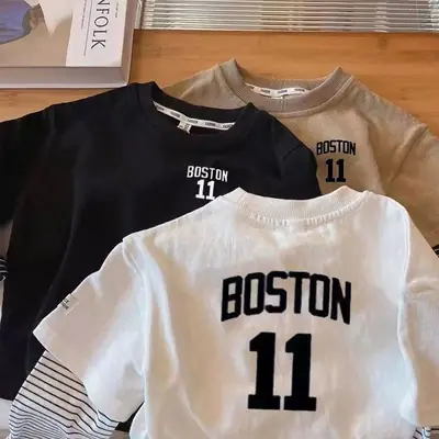 Boston 11 Long Sleeve T-Shirt Boys Black White