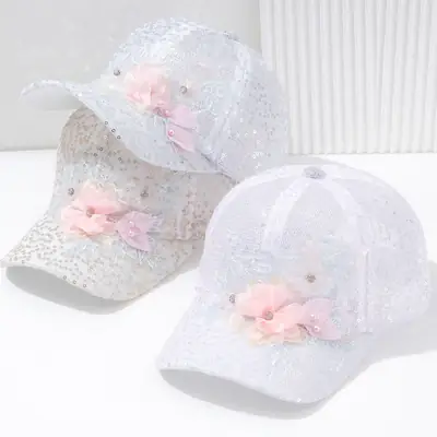Women's Petal Sequin Baseball Cap Travel Sun Hat