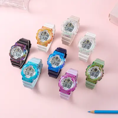 Kids Waterproof Digital Watch White LED Display