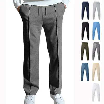 Men's Navy Blue Loose Straight Sports Pants Spring Summer