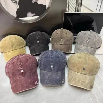 Vintage Washed Denim Cap Women's Personalized Embroidered Letter Show Face Small