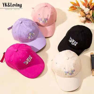 Korean-style Letter Embroidered Dome Hats for Girls