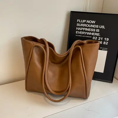 Black Large Capacity Women's Shoulder Bag 2024