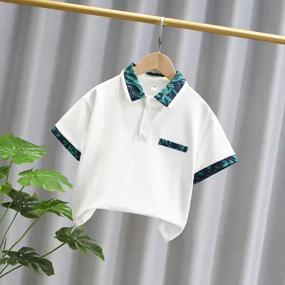 Boys Polo Shirt White Short Sleeve Summer 2024