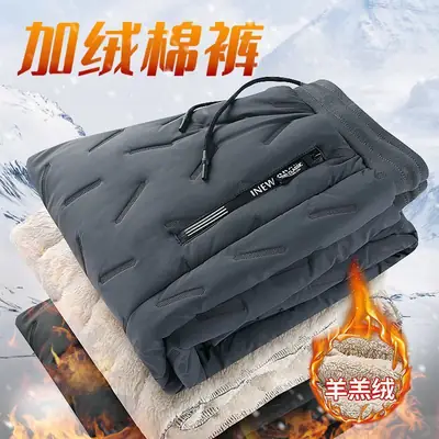 Winter Fleece Lined Men Grey Beige Pants