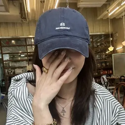 Blue Men's Beige Baseball Cap with Logo