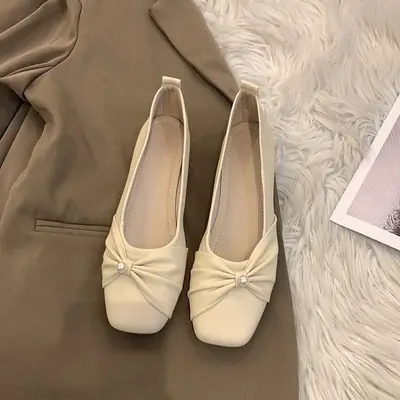 French Style Low Heel Mary Jane Shoes Women's Flat All-match Skirt