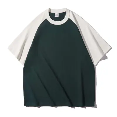 Men Raglan Sleeve T-Shirt Black Brown Loose Fit