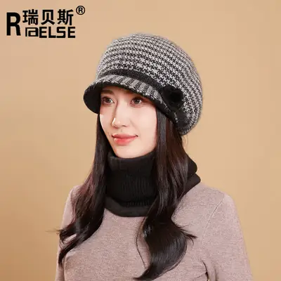 Autumn Winter Wool Cap with Fleece Lining for Women