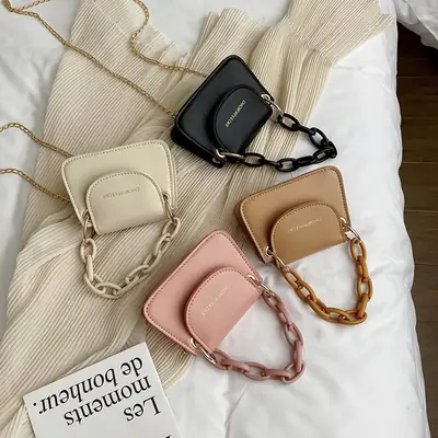 Korean Chain Mini Shoulder Bag Black Women 2024