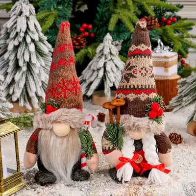 New Christmas Knitted Snowflake Pointed Hat Doll Ornaments