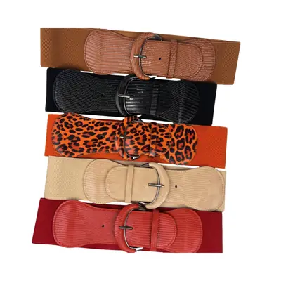 Black Ribbed Waist Belt for Women