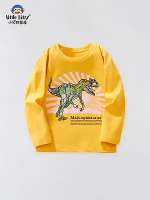 Little Bitty Autum Pure Cotton Printed Boys T-Shirt Long Sleeve Round Neck European American Kids T-Shirt