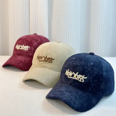Winter Corduroy Baseball Cap Women Maroon Beige Blue