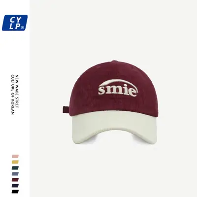 Men Maroon White "Smile" Cap with Embroidery