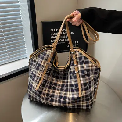 Plaid Women's Shoulder Tote Bag 2024 New Arrival