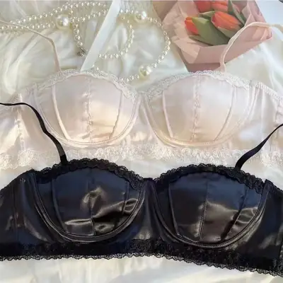 New Style Pure French Satin Shell Cup Underwear Women's Summer No Steel Ring No Mark Small Chest Push-up Women's Bra