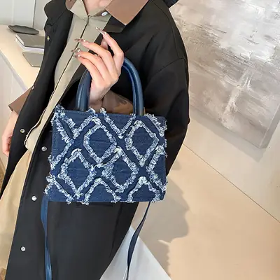 Blue Quilted Crossbody Bag for Women 2025