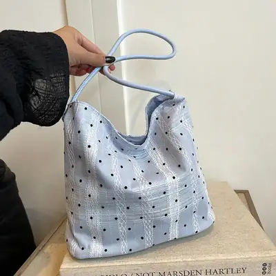 Women's White Polka Dot Shoulder Bag 2026 Spring Summer