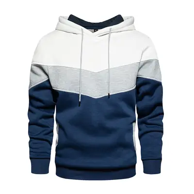 Men's Color-Blocked Hooded Sweatshirt Blue Yellow White