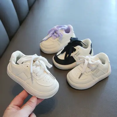 Girls White Platform Board Shoes 2024 Spring Autumn