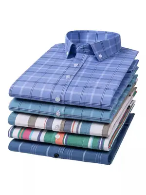 Men's Striped Oxford Short Sleeve Shirt Blue