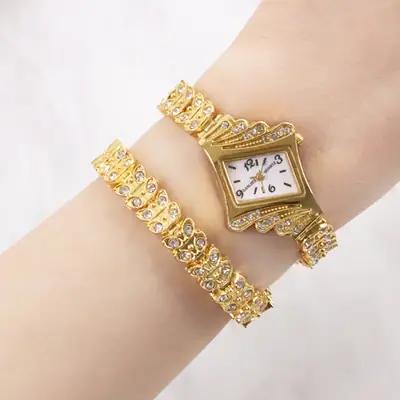 Korean Style Diamond Bracelet Watch Set for Women