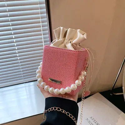 Women's Pearl Shoulder Crossbody Bag Cream 2024
