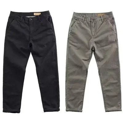 Men Business Casual Pants Dark Blue Grey Four Seasons