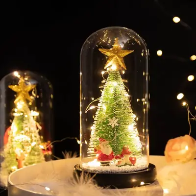LED Christmas Tree Glass Decor with Glow Light